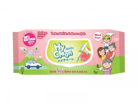 ทิชชู่เปียกไฮคลีน-Hyclean กลิ่นพีช (ห่อสีชมพู)